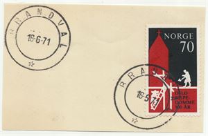 Hjelpestempel BRANDVAL (HE) HJ-IIA 18-6-71 på klipp med NK 674. Meget pene avtrykk.