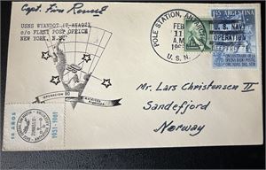 USA/ARGENTINA  Brev stemplet "POLE STATION, ANTARCTIA FEB 11 196?". Diverse stempler foran og bak