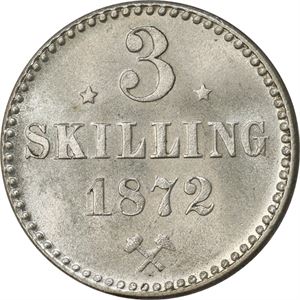 3 Skilling 1872 Stj Kv 0*
