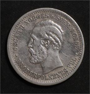 1 krone/30 sk 1875 Norge 1/1+ Lett renset