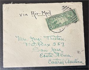 USA-BREV Luftpostbrev stemplet "SAINT THOMAS, VI" til Costa Rica