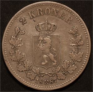 2 krone 1887. Kv.1/1+