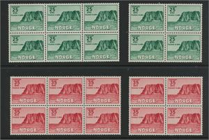 NK 445-447 10 serier ** i blokker Nordkapp  (V. 1750.-)