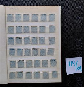 DANMARK dubletter i innstikksbok inkl mye tofarget. Også noe senere i poser inkl pene stempler