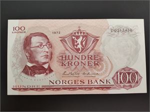 100 kroner 1972 U ex. Skilling