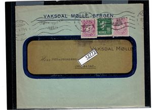 PERFINS "V M" på brev med firmalogo  til Jennestad