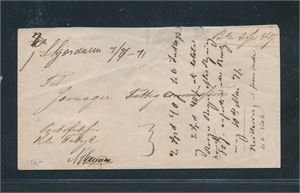 Portofritt bancobrev med håndskrevet "SKJÆRDALEN 7/7-71". Kvalitetsanmerkninger, postale segl bak