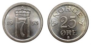25 Øre 1953 Kv 0 *