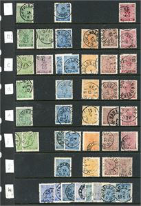 6-14. Väpen 1857. Et lite oppsett med totalt 44 merker, montert etter nyanser.