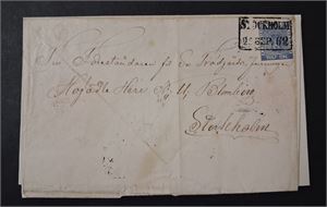 SVERIGE, STOCKHOLM 25.Sep.62. Fyrkantstämpel som transitststämpel på brev, stämpeln på 12 öres