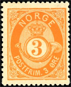 23. 3 øre skravert Posthorn. Påskrevet type og arkposisjon samt signert Aune. (3.900,-).