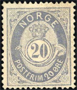 40 I aX. 20 øre blå 1883. (6.000,-).