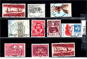 Ex Nk 370-1260 o. 10 merker med til dels veldig pene stempler inkl "AUSTBØ" og "SØVIKDAL"