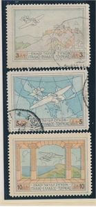 HELLAS o/x Mi 301-03, 1926 3 luftpostmerker. 10Dr hengslet
