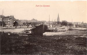 Postkort. Fredrikstad. Parti fra Glommen.(III)