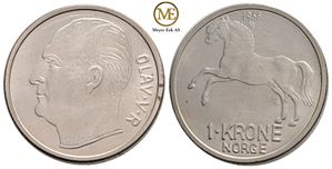 1 krone 1958 Olav V. Kv.0