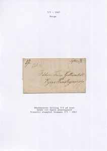 Håndskrevet Sylling 7/5 (1867) på brev sendt til Egers Præstegaard.  Transit stemplet Drammen 7/5-1867