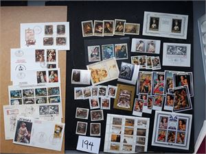 MOTIV: MALERIER xx diverse merker og miniark + noen brev/FDC