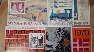 SVERIGE årssatser 1970, 1972-80 samt 1982-83, samtliga förseglade utom 1970 som är öppnad, nom 680kr (12st)