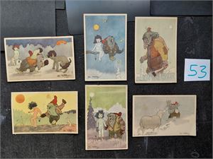 KUNSTNERKORT CHR. KITTELSEN (Abel) 6 forskjellige, alle ubrukt