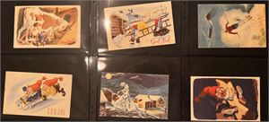 Torsrud.  Samling med ulike 12 tegnede kort av kunstneren Jørgen Thorsrud.  Brukt.