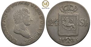 24 skilling 1835 Carl XIV Johan. Kv.1/1+