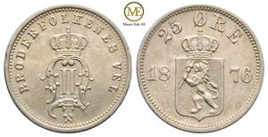 25 øre 1876 Oscar II. Kv.0