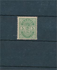 DANMARK x AFA 34x, 1884 5øre med variant "skarpt bøjet fane på 5". Meget pent merke (AFA 1000)