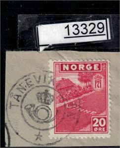 Nk 335 o. 20øre London på klipp stemplet kph "TÅNEVIKKILEN" (VA, grad 7)