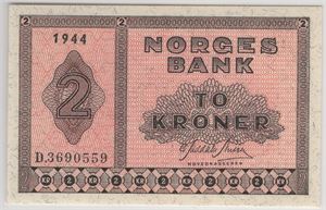 2 kroner 1944 D.3690559. Kv.0