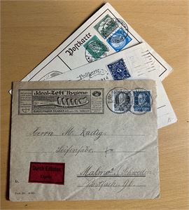 REICH-PERFINS 3 brev/helpost 1924-33, spesielt pent brev fra Burstenfabrik Erlangen til Malmö