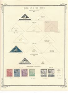 SOUTH AFRICA-CGH x/o samling 1864-1904 + en  tidligere trekant. Mye av verdien ligger i ubrukte merker. En god del av merkeverdien er omgjort til norske kroner og skrevet med blyant under hvert merke