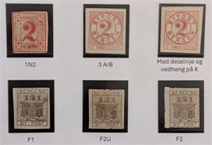 BERGEN BYPOST, 6 hengslede merker, nytrykk og forfalskninger.