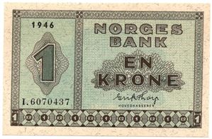 1 krone 1946 I.6070437. Kv.0