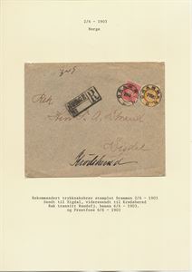 NK 75 og 77 Rekommandert brev stemplet Drammen 2-VI-03 til Sigdal  videresendt til Krødsherrad.  Bak transit Radsf.b. 6-/6-03 og Prestfoss 6/6-03