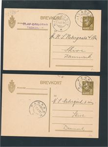 SØR-TRØNDELAG 2 15øres brevkort stemplet "FANNREM 15 III 29" og "NIDAROS - V 24-12-30"