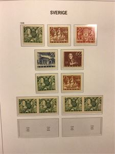 Sverige Samling 1856 - 1969 **/*/st. i flott DAVO album Svært godt besatt med mye bedre mrk. Og mye parkombinasjoner.