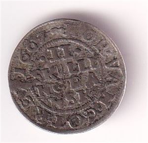 2 skilling 1667	- sjelden!