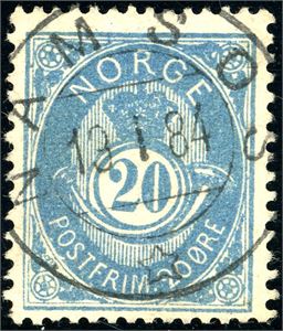 40 IIBya. 20 øre blå, pent fullstemplet "Namsos 13.1.84".