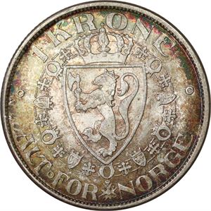 1 Krone 1917 Kv 0, nydelig patina