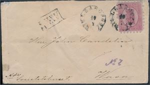 FINLAND, Facit 9. Brev med 40p sent fra Uleåborg til Wasa 10 2 1875. Taggemangler