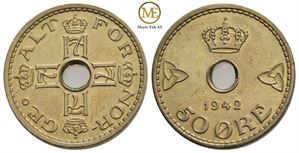 50 øre 1942 Haakon VII. London. Kv.0/01