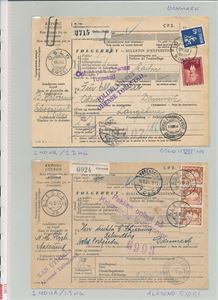 FØLGEBREV - TIL DANMARK 2 pakker "OSLO SOLLI 1948" og "ÅLESUND PP 1951"
