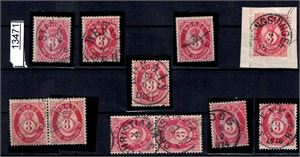 Nk 18 o. 11 merker på plansje inkl 2 vannrett og loddrett par