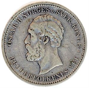 2 kroner 1904. Ørlite hakk opp over "O" i "Krone". 1/1+