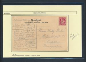 Nk 100 på brevkort (Aalesund) stemplet "AALESUND 7.7.11" til Crefeld, Tyskland. Foto begge sider
