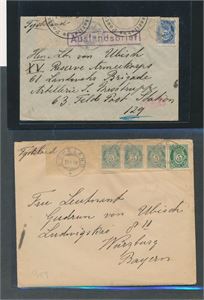 SENSURBREV 1. VERDENSKRIG 2 brev stemplet "ESPELAND 1917 og 1918" til Tyskland.