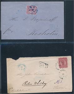 FINLAND, Facit 9. 2 brev med 40p. Ene sent fra Åbo til Kexholm, det andre fra Uleåborg til Wasa og i retur. Større taggemangler