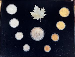 The Royal Canadian Maple Leaf sett i gull og Platinum. Proof