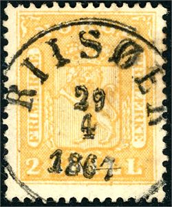 6. 2 skill, vakkert fullstemplet "Riisøer 29.4.1867".